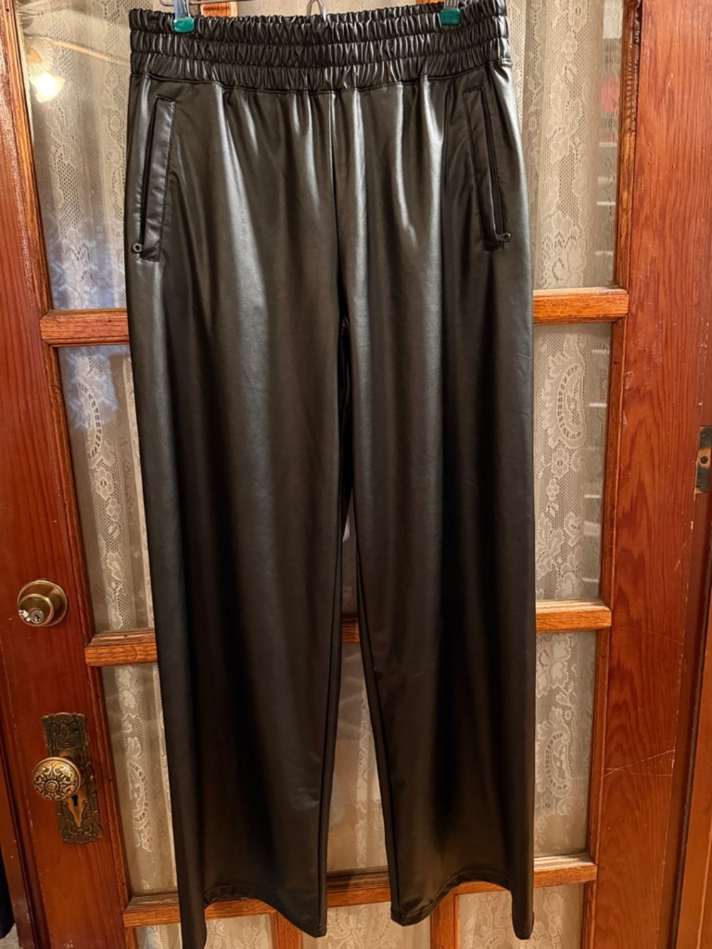 OFFLINE by aerie Black Faux Leather Trouser Pants